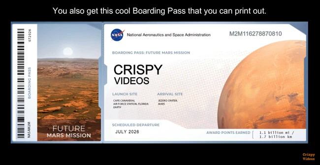 Beszállókártya a Marsra. Forrás: YouTube / Crispy Videos /printscreen